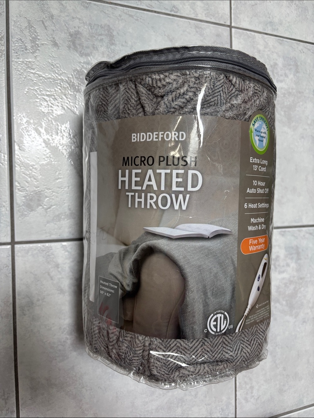 Biddeford MicroPlush Heated Throw Blanket 50x62